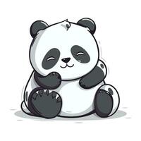 Cute cartoon panda sitting on white background. Vector illustration.