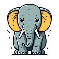 Cute elephant vector illustration. Isolated on a white background.