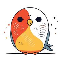 Cute parrot. Hand drawn vector illustration in cartoon style.