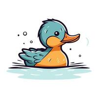 Duck swimming in the water. Vector illustration on white background.