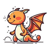 Cute cartoon dragon. Vector illustration isolated on a white background.