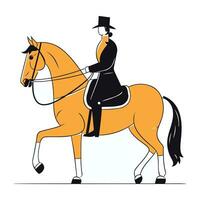jinete montando en un caballo. vector ilustración en plano estilo