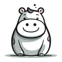 Cartoon hippo. Vector illustration isolated on a white background.
