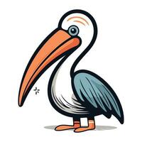 Pelican Bird Cartoon Vector Illustration. Isolated On White Background