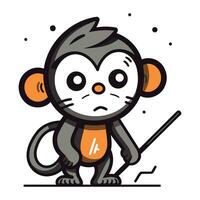 Monkey cartoon character. Vector illustration of a cute little monkey.