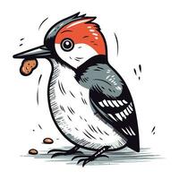 Woodpecker vector illustration. Hand drawn sketch of woodpecker.