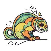 Cute chameleon isolated on white background. Vector illustration.