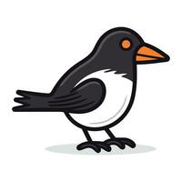 Cute cartoon crow isolated on a white background. Vector illustration.