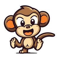 Cute cartoon monkey. Vector illustration isolated on a white background.