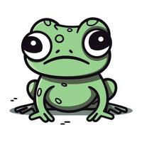 Frog vector illustration. Cute cartoon frog isolated on white background.