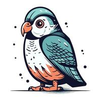 Vector illustration of a cute cartoon parrot on a white background.