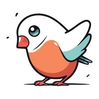 Vector illustration of cute little bird. Hand drawn doodle style.