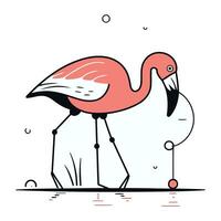 Flamingo on a white background. Vector illustration in flat style.