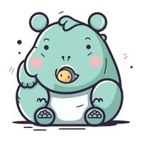 Cute cartoon hippo. Vector illustration of a funny animal.