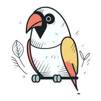 Cute cartoon parrot on a skateboard. vector illustration.