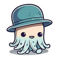 Jellyfish character cartoon style vector illustration. Cute jellyfish mascot.