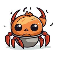 Crab cartoon character vector illustration. Cute crab mascot design.