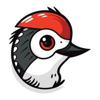 Cute Cartoon Woodpecker Bird Face. Vector Illustration.