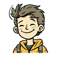 Illustration of a boy with a smile on his face. vector illustration