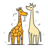 Giraffe and giraffe in flat style. Vector illustration.