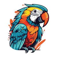 Colorful parrot. Vector illustration. Isolated on white background.