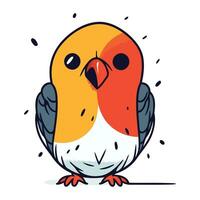 Cute parrot. Vector illustration in doodle style.