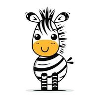 Cute little zebra cartoon. Vector illustration. Isolated on white background.