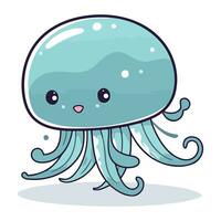 cute jellyfish kawaii character vector illusration design