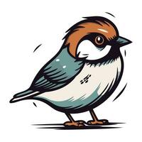 Vector illustration of a cartoon sparrow. Isolated on white background.