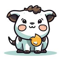 Cute cartoon cow with egg. Vector illustration of farm animal.