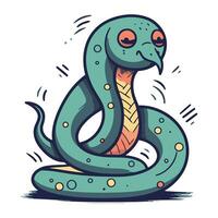 Cute cartoon snake. Vector illustration. Isolated on white background.