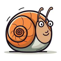 Cute cartoon snail. Vector illustration. Isolated on white background.