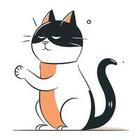 Cute cartoon cat. Vector illustration. Isolated on white background.