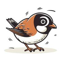 Cartoon sparrow. Vector illustration. Isolated on white background.