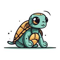 Cute cartoon turtle. Vector illustration isolated on a white background.