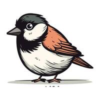 Cartoon sparrow. Vector illustration isolated on a white background.