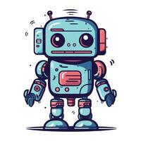 Cute cartoon robot. Vector illustration. Isolated on white background.