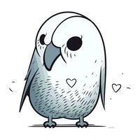 Vector illustration of cute cartoon parrot in love isolated on white background.