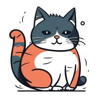 Cute cartoon cat. Vector illustration. Isolated on white background.