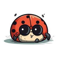 Cute ladybug isolated on white background. Vector cartoon illustration.