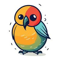 Cute cartoon parrot. Vector illustration isolated on white background.