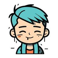 vector ilustración de un sonriente chico con azul pelo y azul ojos.