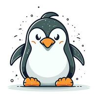 Cute cartoon penguin. Vector illustration isolated on white background.