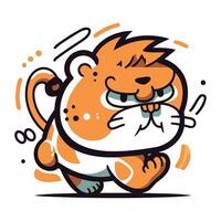 Vector illustration of cute cartoon tiger. Isolated on white background.