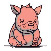 Cute cartoon rhinoceros isolated on white background. Vector illustration.