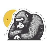 Gorilla vector illustration. Hand drawn Gorilla isolated on white background.