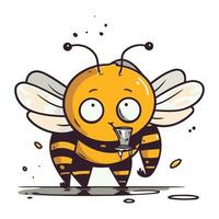 Vector illustration of cute cartoon bee. Isolated on white background.