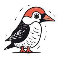 Hand drawn vector illustration or drawing of a cute little woodpecker