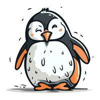 Cute penguin. Vector illustration on white background. Cartoon style.