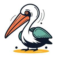 Pelican vector icon. Cartoon illustration of pelican vector icon for web design